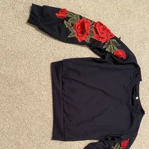 Cropped floral sweater